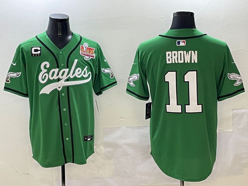 Men Philadelphia Eagles 11 Brown Green three generations Jointly Name 2025 Nike Limited NFL Jersey style 13